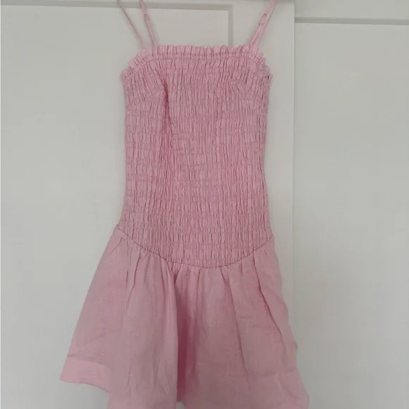 Aritzia Pink Smocked Mini Dress - Picture 2 of 2